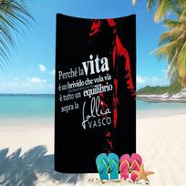 1 vnt. V-Vasco Rossi Vita Italijos Roko Citata Mikropluošto Paplūdimio Rankšluostis Greitai Džiūstantis Super Sugeriantis Be Smėlio Minkšti Vonios Rankšluosčiai 40X60CM white