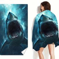 1pc Shark Pattern Beach Towel, Suitable for Seaside, Swimming Pool, Bathroom, Camping Travel, Yoga Fitness Multi-Purpose Beach 40x70cm