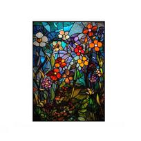 Stained Church Glass Film Flower Magnolia Privacy Windows Film Static Cling Frosted Bathroom Window Sliding Door Stickers (as the picture,30x40cm)