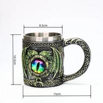 450 ml nerūdijančio plieno alaus bokalas su dervos rankenėle, individualus Dragon Eyes Arbatos pienas Kavos gėrimų puodelis Biuro ir namų gėrimai 401-500ml