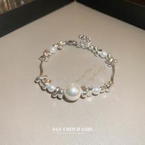 Elegantiškas sidabrinis perlų vėrinys ir apyrankės rinkinys su netaisyklingu dizainu - lengvas prabangus papuošalas Bracelet sidabras