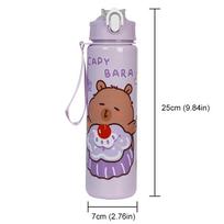 700 ml kapibaros nešiojama gertuvė su šiaudeliu ir rankena kelioninis vandens puodelis Kawaii vandens buteliukas berniukams, mergaitėms kasdieniam naudojimui 700ML violetinė