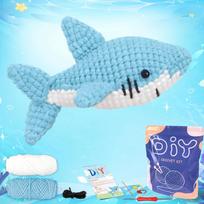 1pc Adorable Shark Amigurumi Crochet Kit for Beginners - DIY Fabric Craft with Step-by-Step Video Tutorials