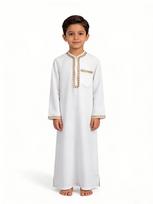 Kids Long Sleeve Embroidered Robe Zipper Traditional Ethnic Dress Boys Festival Stage Cosplay Costume 110cm