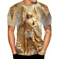 Vyriški 3D Angelas Warrior Grafinis Marškinėlis Auksinio Kardas Dizainas 3D Spausdintas Marškinėlis Vyrams Drabužiai Sparnas Puošnus Kraštas Unisex Marškinėliai Viršūnės S