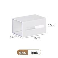 Transparent Wall-Mounted Bathroom Storage Box for Cotton Swabs, Hair Ties, Lipsticks balta
