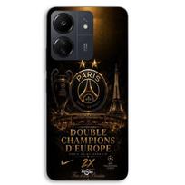 Case For Xiaomi Redmi 13C 4G PSG champions league 2 stars black and gold Maniacase juoda