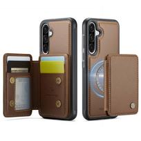 Magnetinis 2 viename nuimamas dėklas-piniginė su kortelių laikikliu, skirtas Samsung Galaxy A56 A55 A54 A53 A52 A36 A35 A26 A25 A24 A17 A16 A15 Galaxy A13 ruda