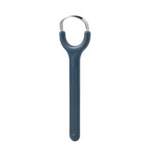 1PCS Stainless Steel Tongue Scraper Fresh Breath Cleaning Coated Tongue Toothbrush Oral Hygiene Metal Tongue Scraper tamsiai mėlyna spalva