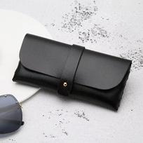 Durable Trendy Handmade Glasses Case Soft Cover Bag Buckle Clamshell Spectacle Case Lightweight PU Leather Glasses Box Women Men juoda