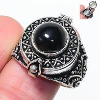 Natural Black Onyx Gemstone 925 Sterling Silver Jewelry Ring Size 10.5 AR-17564