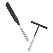 304 Stainless Steel French Crepe Spreader Pancake Like Batter Spreading Tools Pancake Like Batter for Bakery Kitchen + Spatula 34.6X3X2CM sidabras