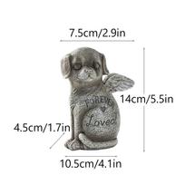 Resin Pet Memorial Statue Weatherproof Stone Finish Pet Memorial Tombstone with Wing Lovely Small Animal Monument Outdoor Yard
