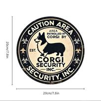 Senovinė Corgi Security Inc. Aliumininė iškaba - 20x20cm (8x8 colių) - Lauko dekoratyviniai ženklai - Aliuminio juoda