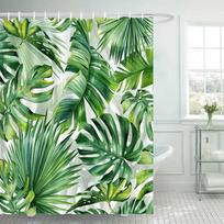 Atogrąžų Lapų Dušo Užuolaidos Žalias Palmių Lapas Bananas Monstera Džiunglių Augalai Havajietiškas Modernus Poliesterio Vonios Užuolaidos Dekoras 90x180cm-35x70in beige