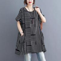 Extra Large Covering Belly T-shirt Skirt for Women's Summer Short Sleeved Shirt Skirt  Sun Protection Loose Slimming Top one size juoda
