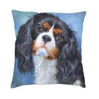Cavalier King Charles Spaniel Luury Pillow Cover Home Decorative Dog Animal Cushions for Sofa Double Sided Print  Chair CushionWhite,(2) 30x30cm