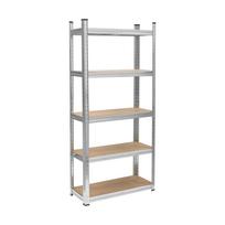 Rebel metalinis laikymo stovas 150x70x30 garažui sidabrinis 5 lentynos