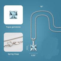 Natural Sky Blue Topaz Pendant  Tone Necklaces 9 For Women *9Mm Ladies Pendant Necklaces Girl Birthday Present GiftTrendy Pendant