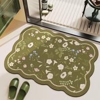 Green Forest Quick-Dry Diatomaceous Bathroom Mat - Absorbent, Stain-Resistant, Easy-Clean, Anti-Slip Foot Pad 40x60cm