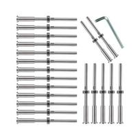 20 vnt. T316 nerūdijančio plieno trosų turėklų sriegiuotas įtempiklis-imtuvas plokščia galva, sriegiuotas galas, 1/8 trosui 20PCS