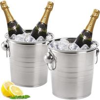 2 Pack 3 Quart Ice Bucket with Handles, Beverage Tub with Handles, Galvanized Metal Ice Bucket, Drink and Wine Chiller for Bar, Party, BBQ sidabras