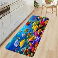 Ocean Animal Whale Coral Reef Pattern Floor Mat,Non-Slip,Easy to Clean,Suitable for Living Room,Bedroom,Kitchen,Office,Bathtub Shower,Bathro 40x120cm
