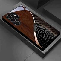 Tamsiai rudas Medžio rašto telefono dėklas Stiklinis telefono dėklas Samsung Galaxy S26 S25 S24 S23 S22 S21 FE Ultra Plus Vyriškas stilius Verslo For Galaxy S26