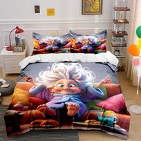 Happy Grandma Lounging On Sofa Bedding Set For Kids Luxury Gift 3Pcs Digital Print Comforter Set Soft Comfortable Breathable (as the picture,EU Twin 135X200cm&set)
