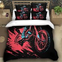Dirt Bike 3D Printing Duvet Covers, Motorcycle Soft Microfibre Bedding Set And Pillowcase Hidden Zipper For Kids Teens Single 70x133cm-2pcs