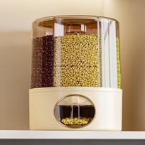 Rotating Grain Storage Box: Insect- and Moisture-Proof Sealed Rice Container with Dividers. 12 Jin Creamy White
