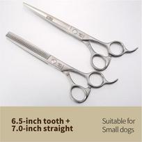 Fenice Professional Dog Grooming Scissors Kit Cutting Curved Thinning Shear 9CR Satinless Steel Scissors Set
