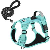 Dog Harness with Airtag Holder and Leash Set-Premium Oxford Breathable Material Durable Reflective Dog Harness and Leash Set (as the picture,M)