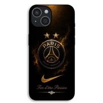 Dėklas iPhone 13 mini PSG dvigubam čempionui ir didžiuotis, juodas ir auksinis Maniacase juoda
