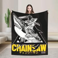 Chainsaw Man Denji on Shark Plush Blanket for Kids and Adults Soft Flannel Throw for Sofa Bed Couch Super Warm Quality Bedspread 100cmx150cm