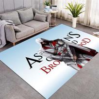Assassin's Creed Simbolio Plotas Kilimas Raudonas Švytintis Logotipas Juodas Pagrindas Neslystanti Grindų Kilimėlis, Plaunamas Žaidimų Kilimas Žaidėjo Miegamojo Vyro Urvo Namų Dekoravimui 40x60cm( 15x23in )