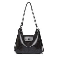 Large Capacity PU Hobo Bag Anti-splash Water Texture Handbag Storage Bag French Underarm Bag  Daily Black No Pendant