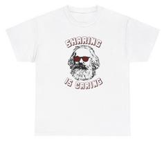 Sharing Is Caring Karl Marx Communist T Shirt Funny Communism Gift Tee 100% Cotton Short Sleeve Casual Shirts S