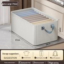 Striped Steel-Frame Clothing Storage Box - Large Capacity Wardrobe Organizer for Pants and Dormitory Use Large 47*28*20cm