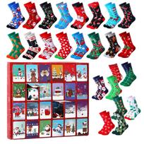 24-Day Funny Christmas Advent Gift Box Christmas Eve Autumn/Winter Mid Socks Countdown Calendar Box Gift Christmas Socks For Kid other