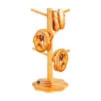 Wooden Pretzel Holder With 6 Rods Tree Shaped Sausage Stands Mug Storage Display Rack Countertop Donut Organizer CN