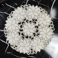 NEW European pastoral Damask embroidery hand hollowed out tablecloth tea set table mat vase lamp living room bedroom decoration Round 35cm smėlis