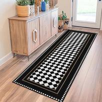 Geometrinio rašto kilimėlis - Juodai baltas žvaigždžių dizainas Namų dekoracija koridoriui, virtuvei, kilimai svetainei, miegamajam 1p40x60x1cm gray