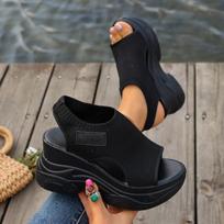 Summer  Women's Retro Solid Color Super High Heel Sandals Brand Designer Outdoor Comfortable Shopping Sandals Selling 37
