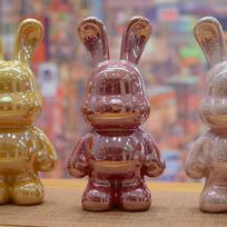 Luxury Ceramic Electroplated Rabbit Money Box for Home Decor 22*11 cm auksas