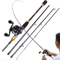 „Baitcasting“ meškerės ritės kombinacijos 2,1 m meškerykotis su 19 BB žvejybos ritėmis lauko sportinės žūklės rinkinys Rod1.8m&Right handle