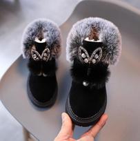 Girls Boots Fur Thick Warm Children's Shoes Sport Shoes For Boys Top Quality Baby Cotton Kids Snow Boots Winter Martin Boots 30 juoda