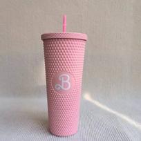 710 ml plastikinis puodelis su šiaudeliu, didelės talpos, daugkartinis - Kūrybiškas durianų rašto gėrimo puodelis, didelės talpos, kūrybiškas Barbie puodelis 710ml
