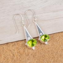 Peridoto brangakmenis 925 prabos sidabro papuošalai rankų darbo kabantys auskarai 1,80  EE-50-1
