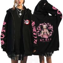 Demon Slayer Kanroji Mitsuri Anime Women Men Hoodies Fall-Autumn Coat Cartoon Print Jacket Kimetsu No Yaiba Manga Zipper Hoodies Cardigan Streetwear XXXXL